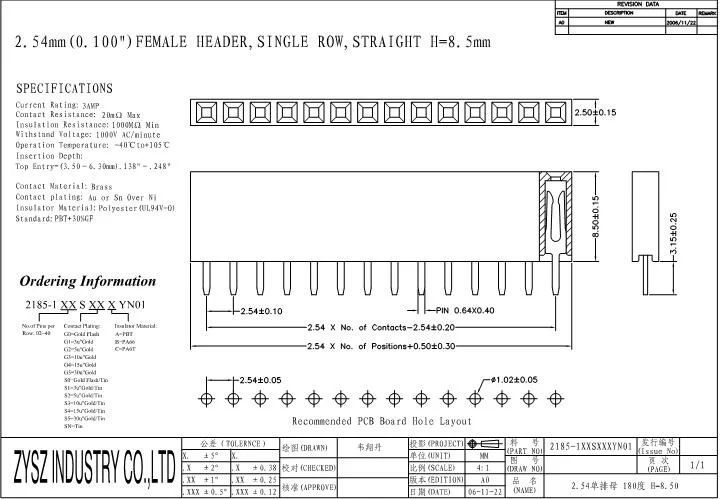 PCB Board Pin Header 2.54mm Male and Female Pin Header Connector