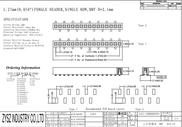 PCB Board Pin Header 2.54mm Male and Female Pin Header Connector