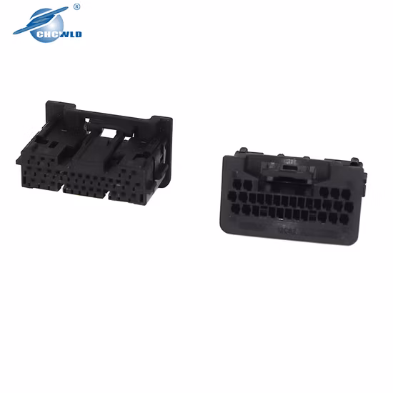 30p Negro PA66 Empuje en bloque de terminales Cable de mazo de cables Conector automático de un solo extremo