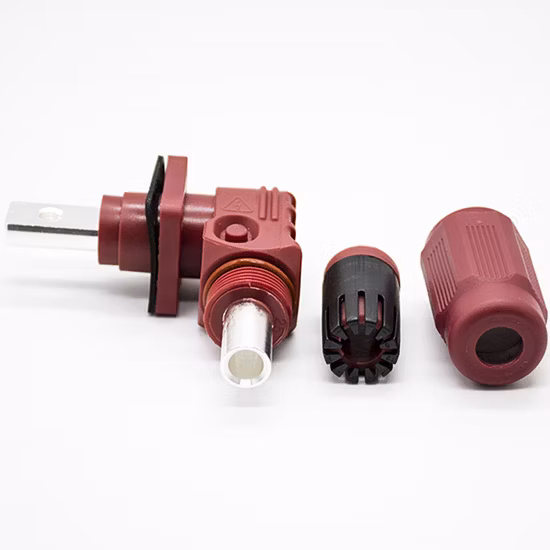 Vehículo eléctrico nueva energía DC Cable de alimentación Plug1 Pin ángulo recto hembra 120A 6mm plástico rojo Surlok Plus conector de batería Hv